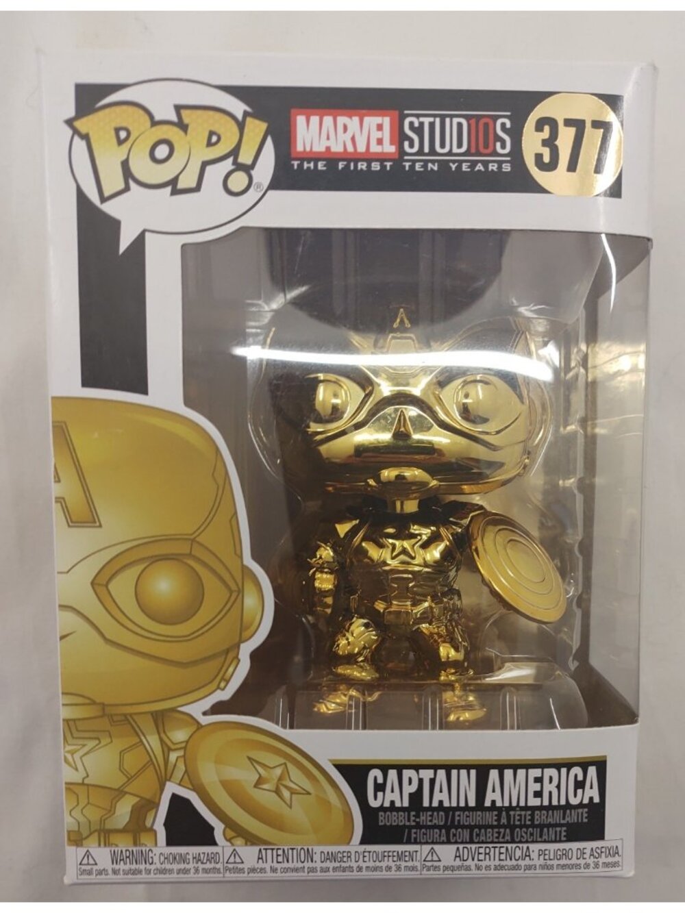 Funko Pop Captain America 377 Gold Chrome Marvel 10 Years